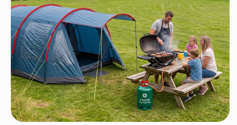 Family camping BBQ